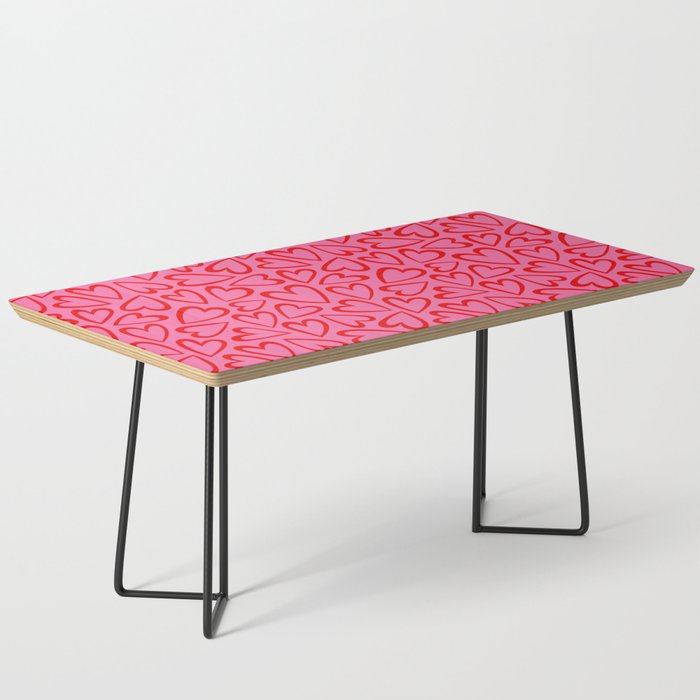Red love heart cartoon pattern Coffee Table Gallery Image 1