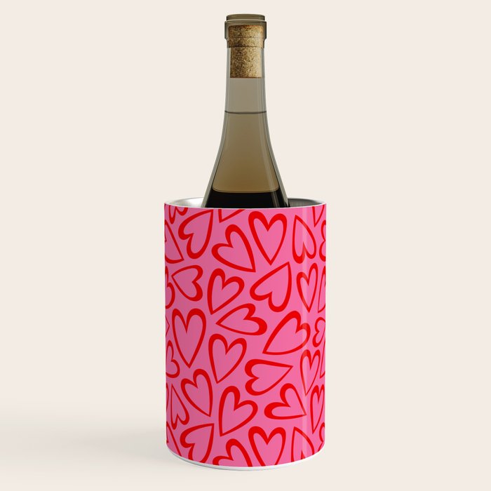 Red Love Heart Cartoon Pattern Wine Chiller