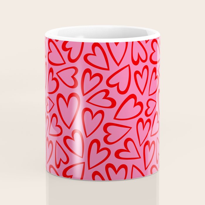 Red love heart cartoon pattern Coffee Mug Gallery Image 4