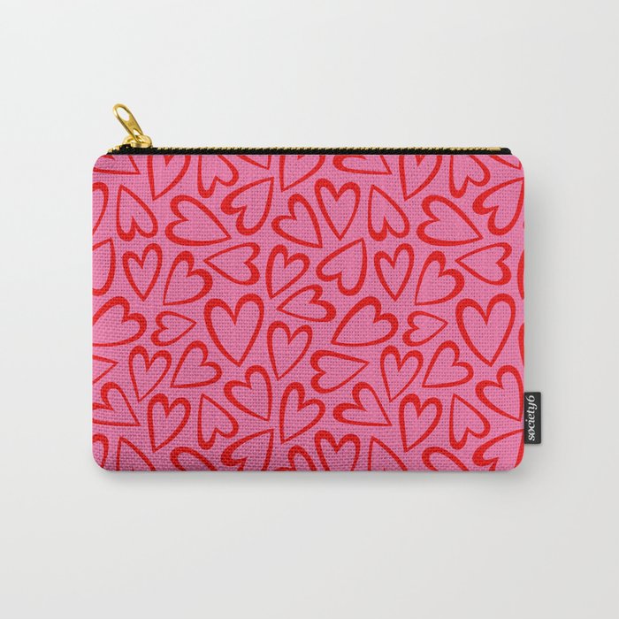 Red love heart cartoon pattern Carry All Pouch Gallery Image 1