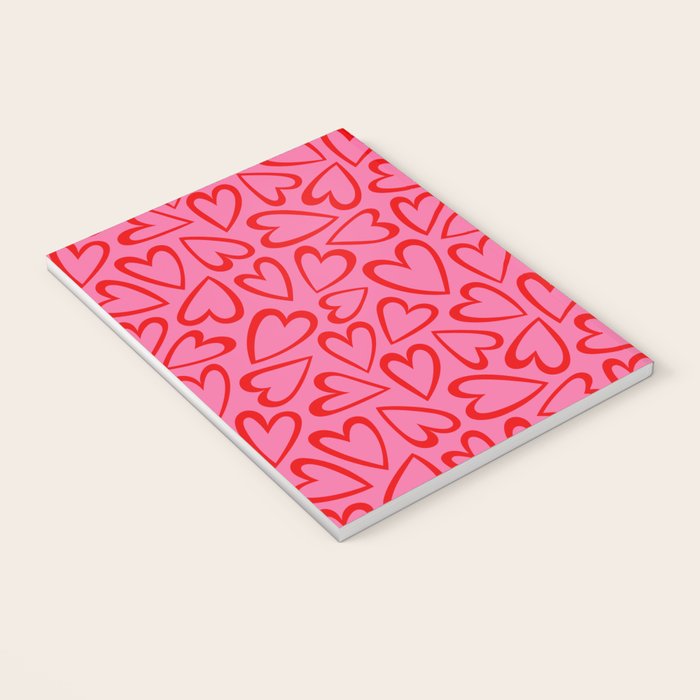 Red love heart cartoon pattern Notebook Gallery Image 3