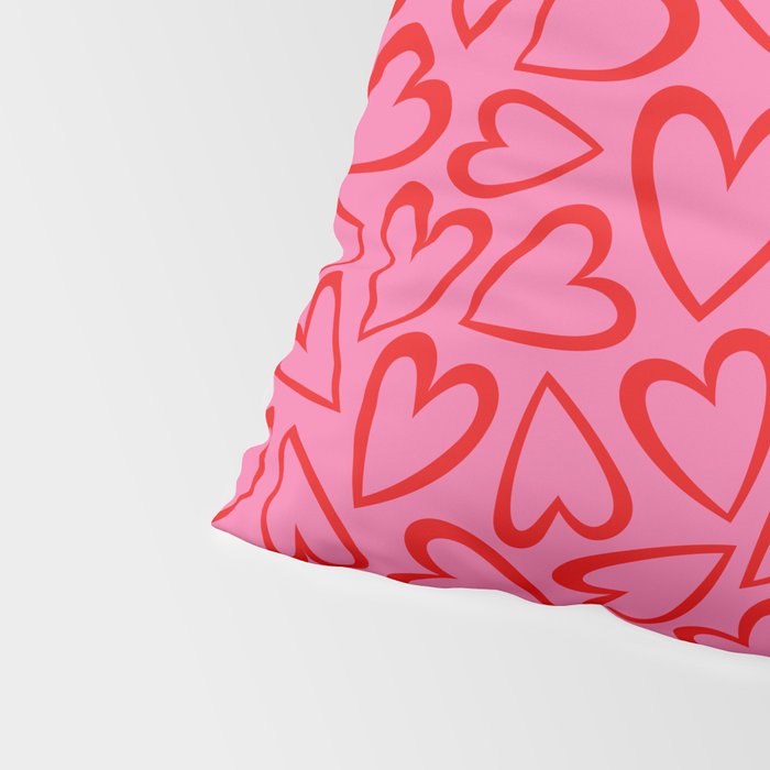 Red love heart cartoon pattern Pillow Sham Gallery Image 4