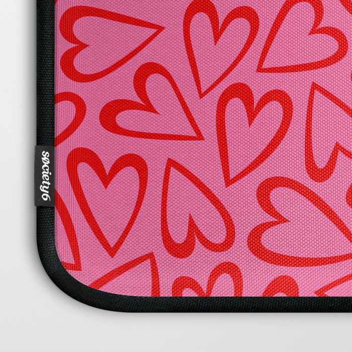 Red love heart cartoon pattern Laptop Sleeve Gallery Image 3