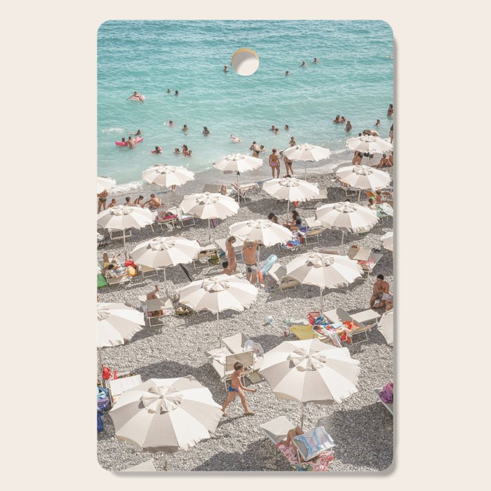 Amalfi Coast Beach Umbrella Photo | Italian Summer In Pastel Colors Art Print | Italy, Europe Travel Photography Cutting Board Gallery Image 1