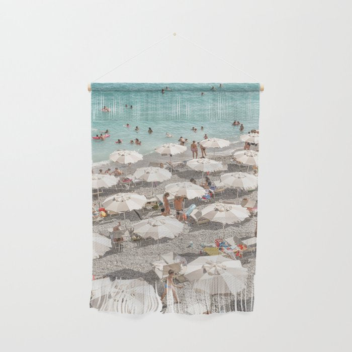 Amalfi Coast Beach Umbrella Photo | Italian Summer In Pastel Colors Art Print | Italy, Europe Travel Photography Wall Hanging Gallery Image 1