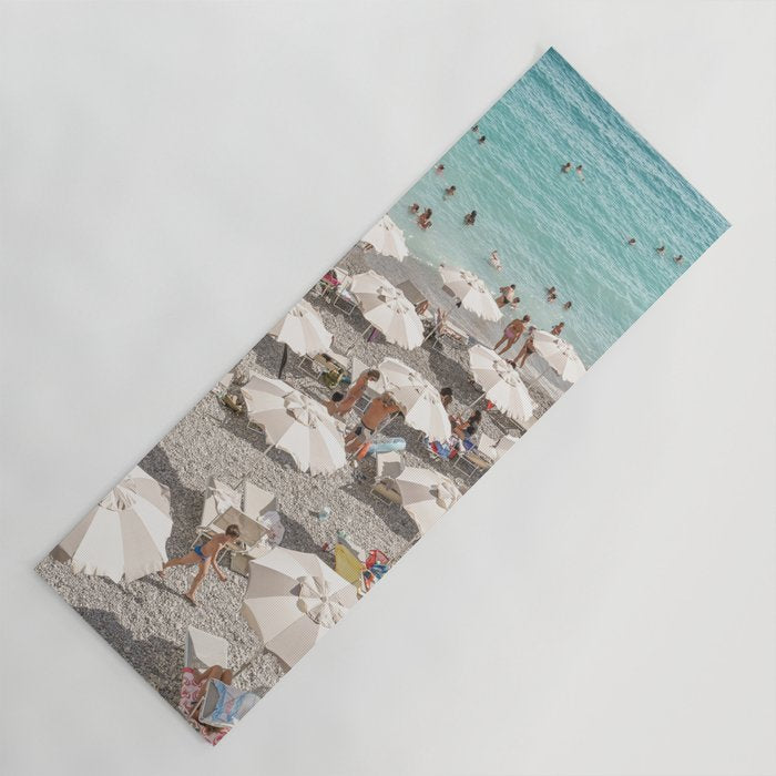 Amalfi Coast Beach Umbrella Photo | Italian Summer In Pastel Colors Art Print | Italy, Europe Travel Photography Yoga Mat Gallery Image 1