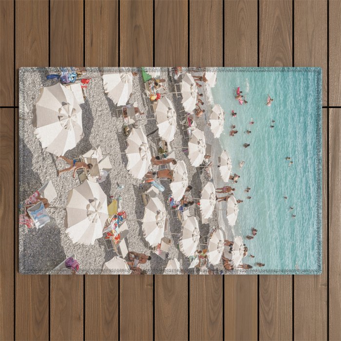 Amalfi Coast Beach Umbrella Photo | Italian Summer In Pastel Colors Art Print | Italy, Europe Travel Photography Outdoor Rug Gallery Image 1