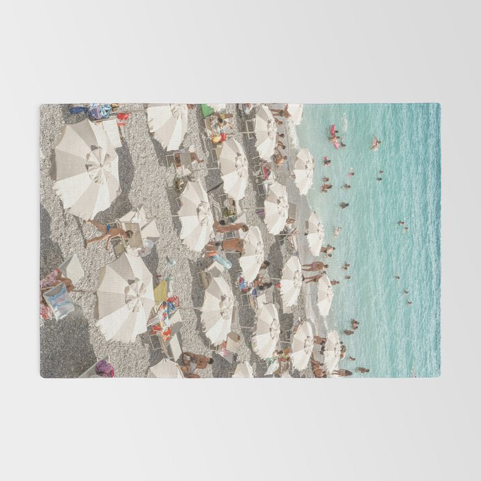 Amalfi Coast Beach Umbrella Photo | Italian Summer In Pastel Colors Art Print | Italy, Europe Travel Photography Rug Gallery Image 2