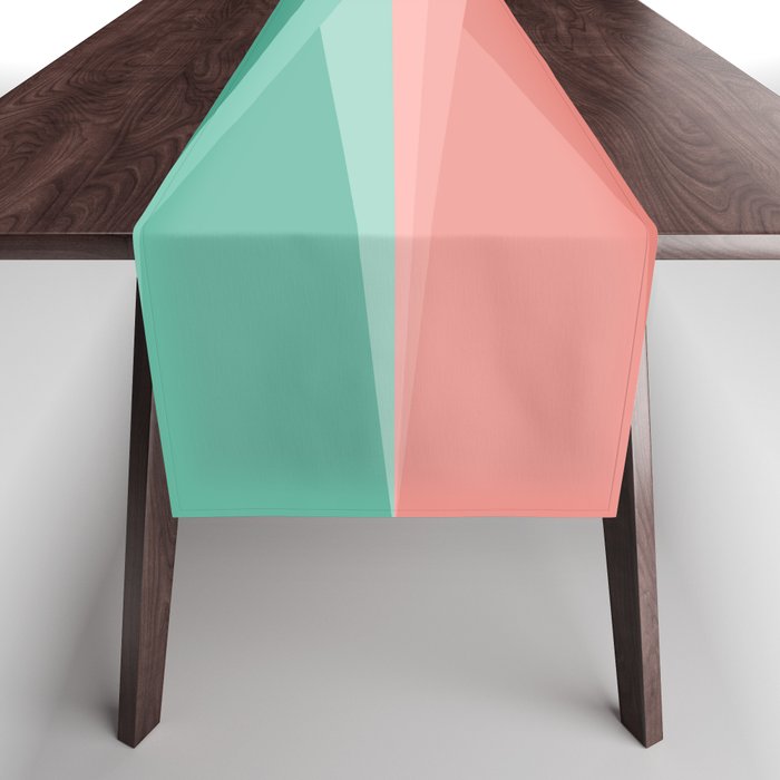 Geometric Triangles VII Pink and Green Table Runner Gallery Image 1