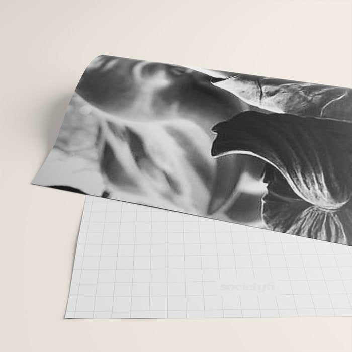 Fearless Girl facing down the Charging Bull statue of Wall Street black and white photography Wrapping Paper Gallery Image 2