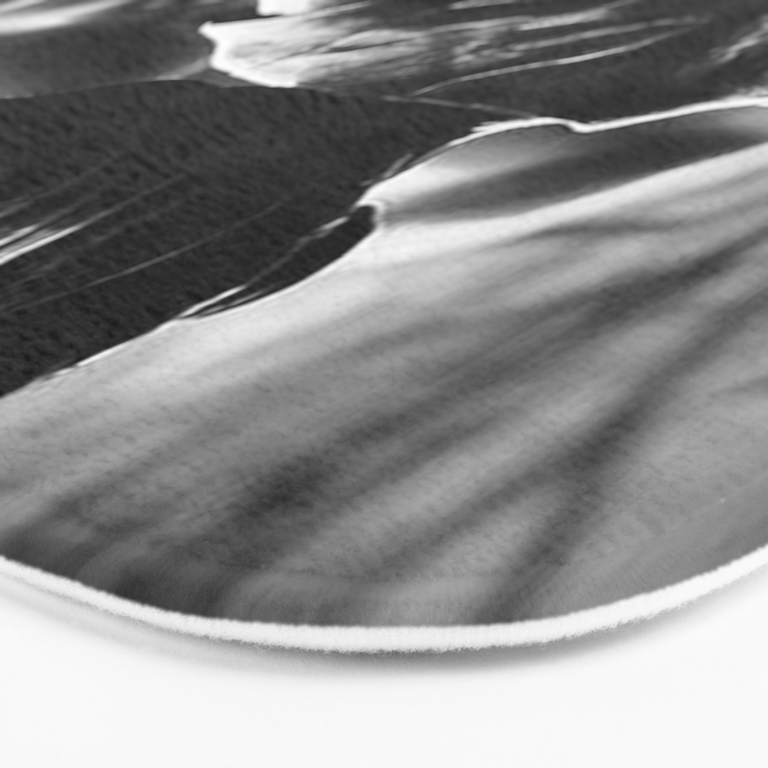 Fearless Girl facing down the Charging Bull statue of Wall Street black and white photography Bath Mat Gallery Image 3