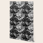 Fearless Girl facing down the Charging Bull statue of Wall Street black and white photography Wallpaper Gallery Image 2