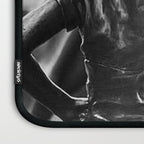Fearless Girl facing down the Charging Bull statue of Wall Street black and white photography Laptop Sleeve Gallery Image 3