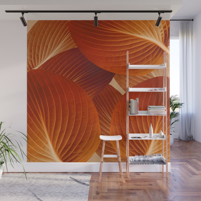Leaves in Terracotta Color #decor #society6 #buyart Wall Mural Gallery Image 1