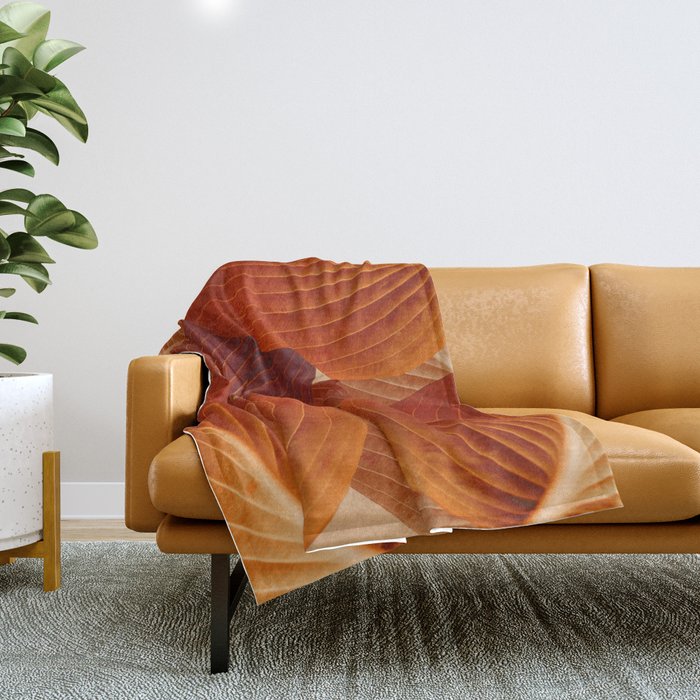 Leaves in Terracotta Color #decor #society6 #buyart Throw Blanket Gallery Image 1