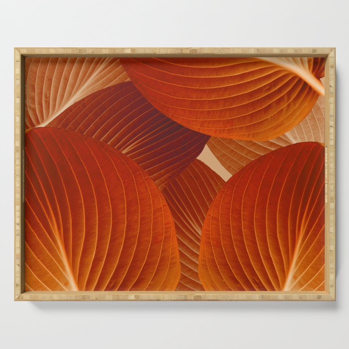 Leaves in Terracotta Color #decor #society6 #buyart Serving Tray Gallery Image 1