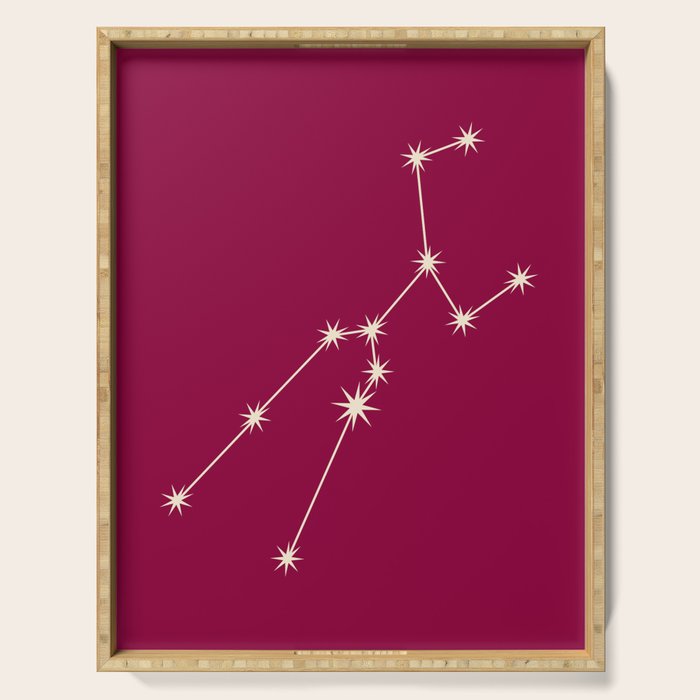 Taurus Zodiac Star Constellation Line Art Magenta Pink Serving Tray Gallery Image 1