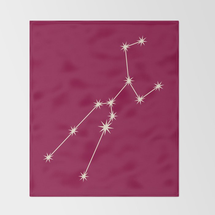 Taurus Zodiac Star Constellation Line Art Magenta Pink Throw Blanket Gallery Image 2