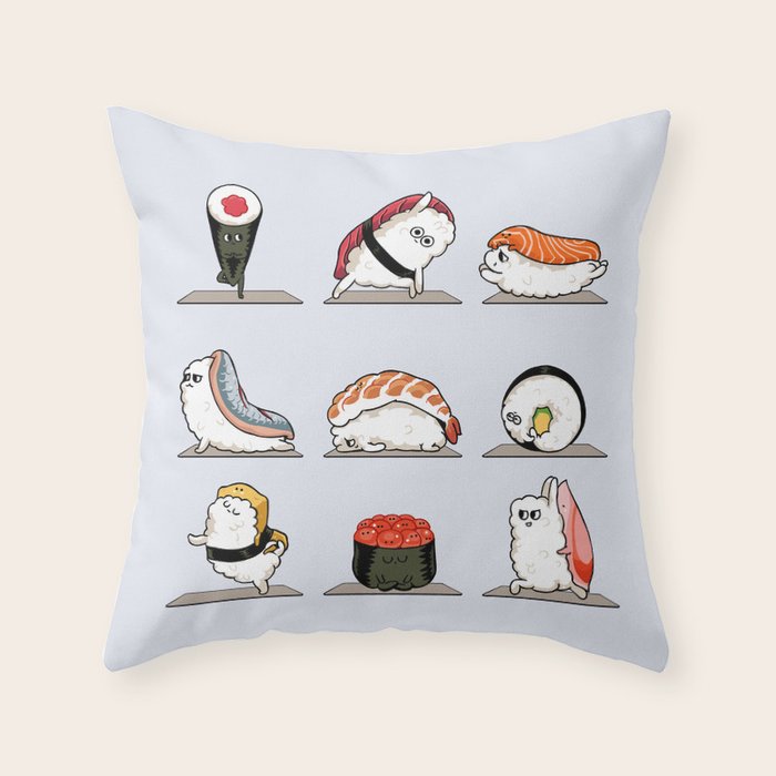 Sushi Yoga Throw Pillow Gallery Image 1