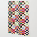 Retro 70s Colorful Patchwork Checkerboard Wallpaper Gallery Image 2
