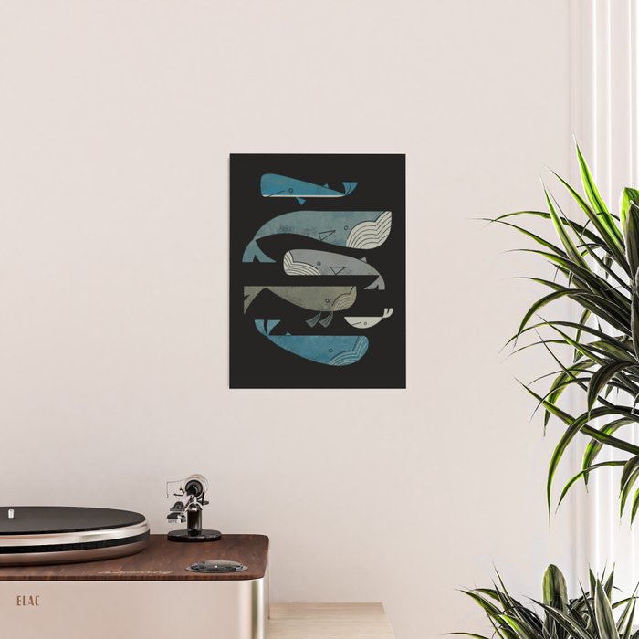Retro Whale Pod Poster Gallery Image 2