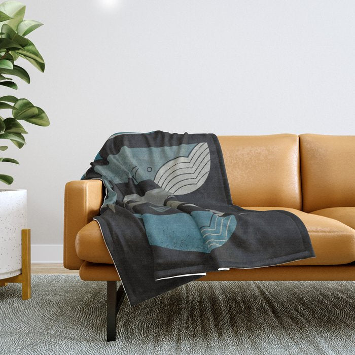 Retro Whale Pod Throw Blanket Gallery Image 1