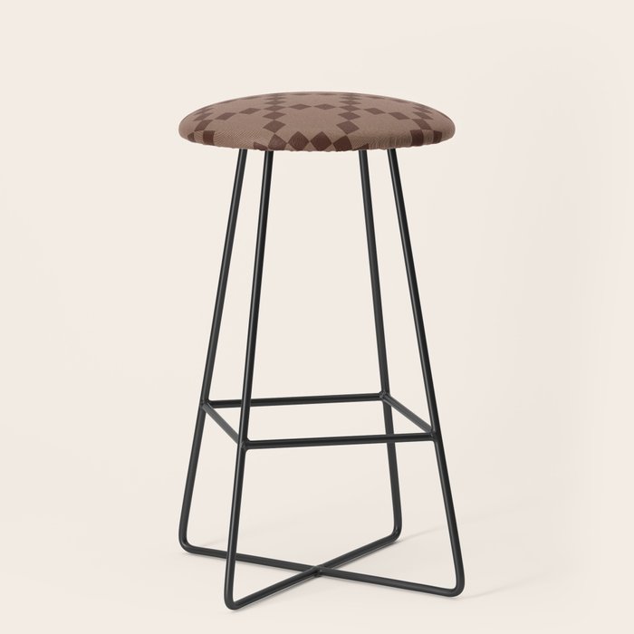 Diamond Quilted Plaid pattern brown Stool Gallery Image 1