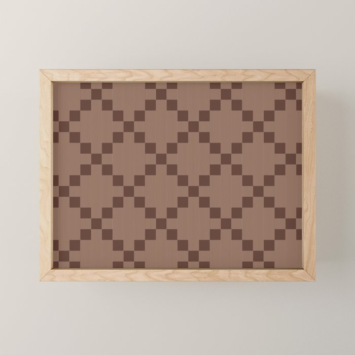 Diamond Quilted Plaid pattern brown Mini Art Print Gallery Image 1