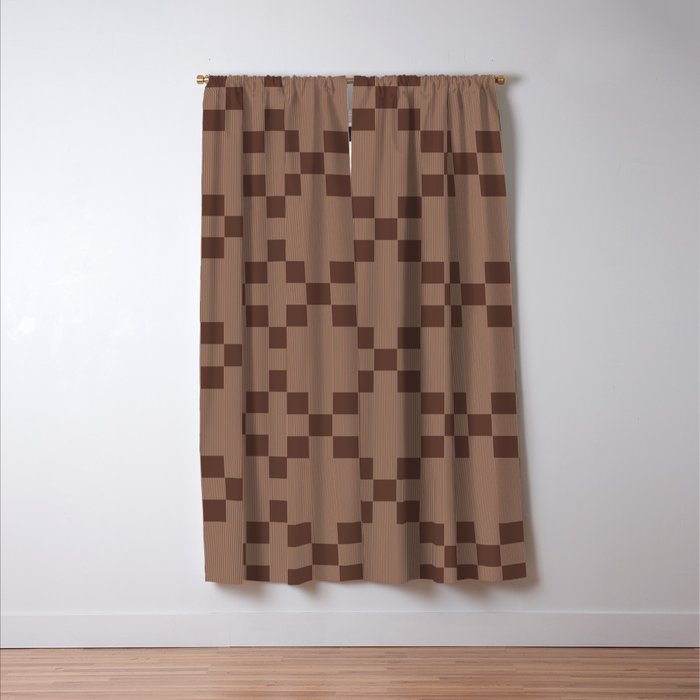 Diamond Quilted Plaid pattern brown Window Curtain Gallery Image 3
