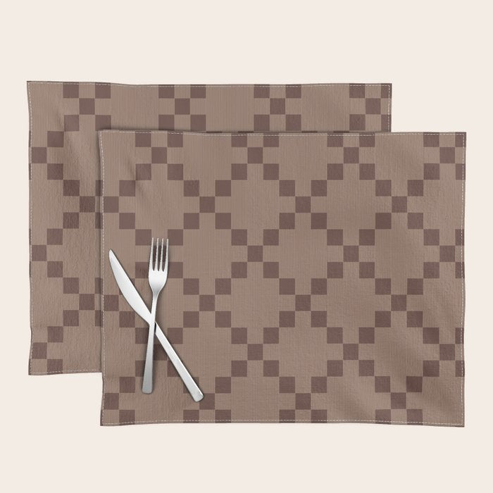 Diamond Quilted Plaid pattern brown Placemat Gallery Image 1