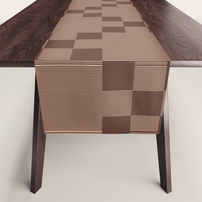 Diamond Quilted Plaid pattern brown Table Runner Gallery Image 1