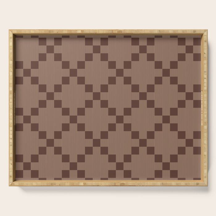 Diamond Quilted Plaid pattern brown Serving Tray Gallery Image 1