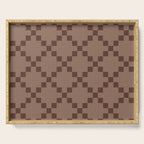 Diamond Quilted Plaid pattern brown Serving Tray Gallery Image 1