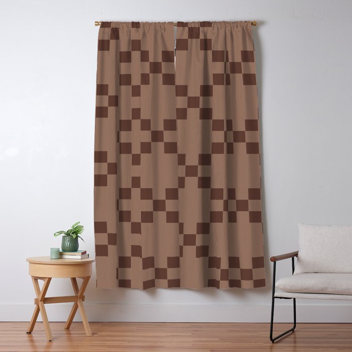 Diamond Quilted Plaid pattern brown Window Curtain Gallery Image 5