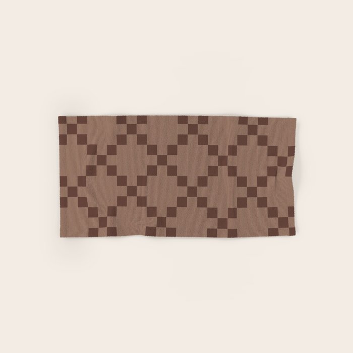 Diamond Quilted Plaid pattern brown Bath Towel Gallery Image 1
