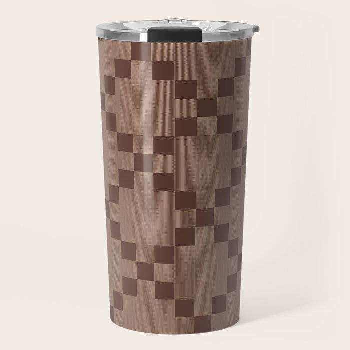 Diamond Quilted Plaid pattern brown Travel Mug Gallery Image 1