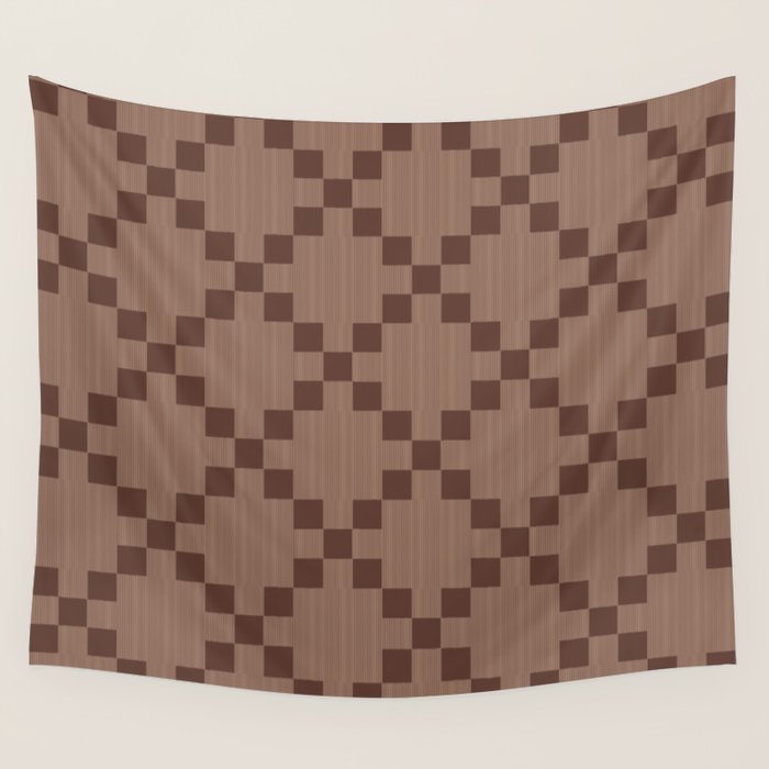 Diamond Quilted Plaid pattern brown Wall Tapestry Gallery Image 4