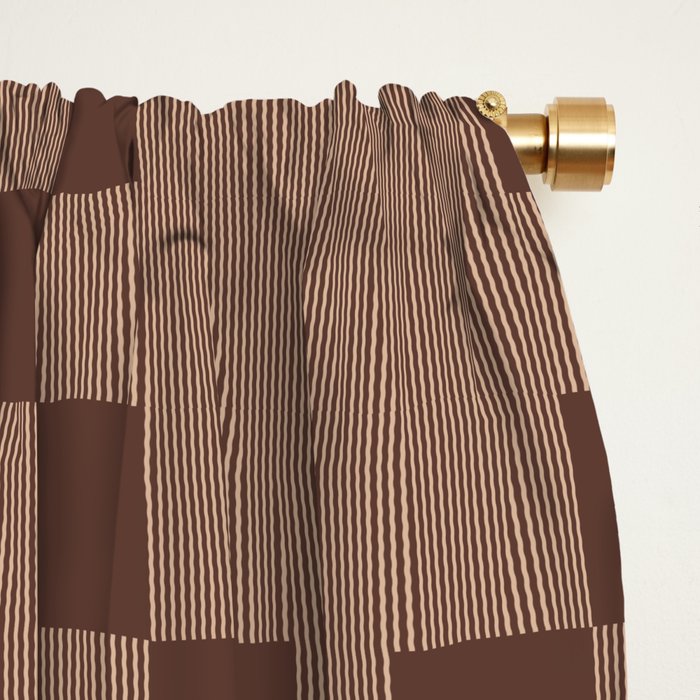Diamond Quilted Plaid pattern brown Window Curtain Gallery Image 2