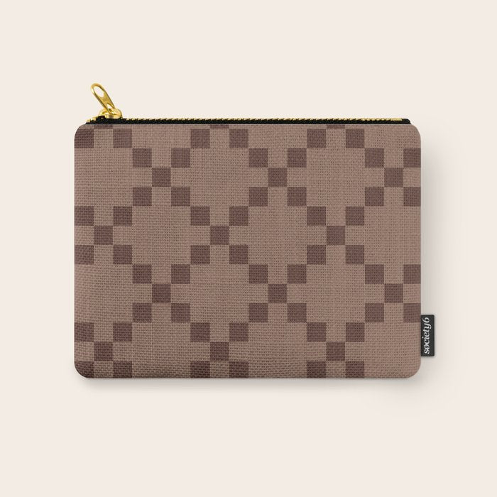 Diamond Quilted Plaid pattern brown Carry All Pouch Gallery Image 1