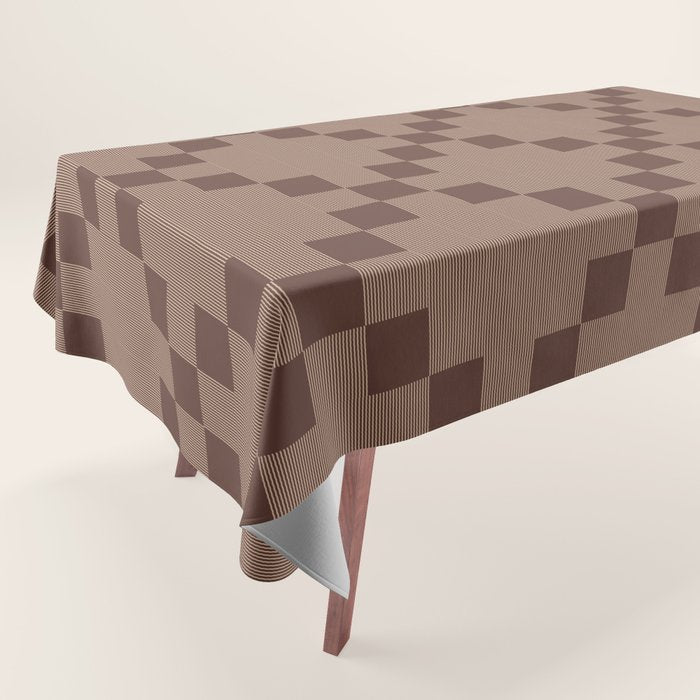 Diamond Quilted Plaid pattern brown Tablecloth Gallery Image 1
