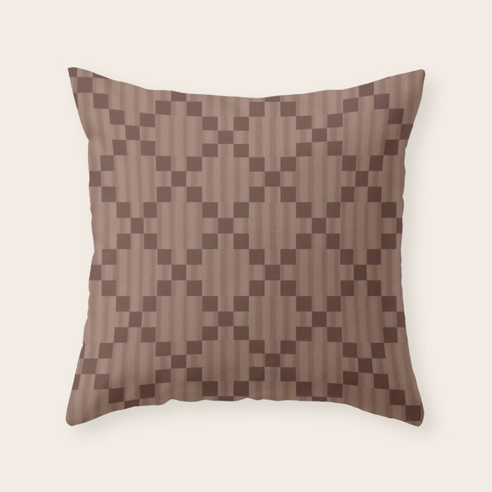Diamond Quilted Plaid pattern brown Throw Pillow Gallery Image 6