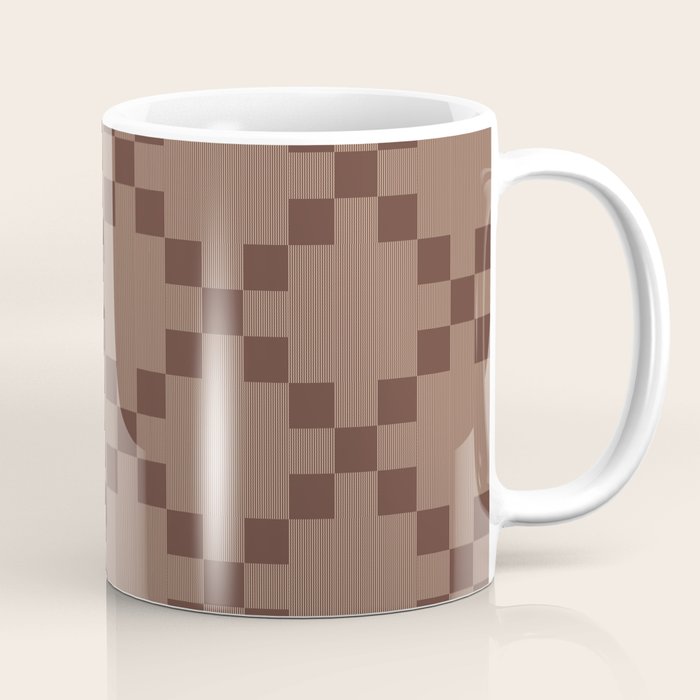 Diamond Quilted Plaid pattern brown Coffee Mug Gallery Image 1
