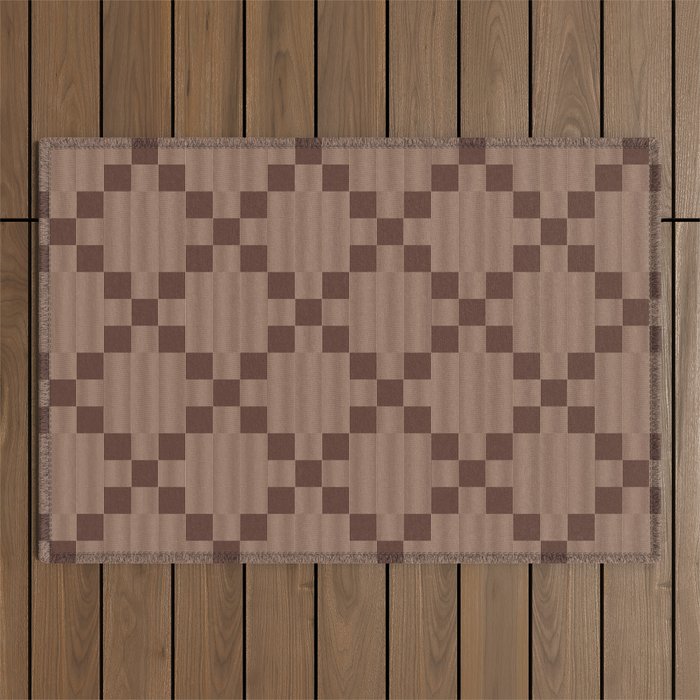 Diamond Quilted Plaid pattern brown Outdoor Rug Gallery Image 1