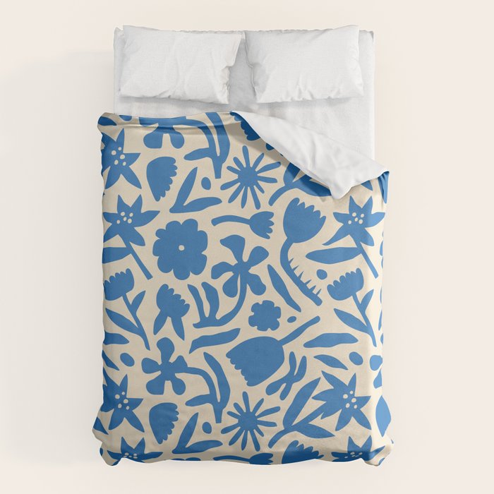 Blue flower nature art pattern Duvet Cover Gallery Image 1