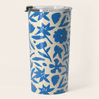 Blue flower nature art pattern Travel Mug Gallery Image 3