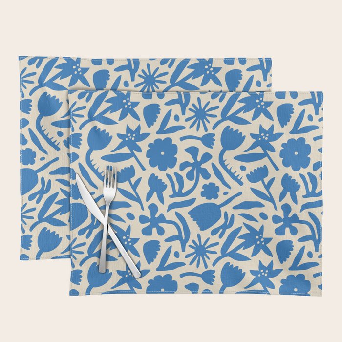 Blue flower nature art pattern Placemat Gallery Image 1