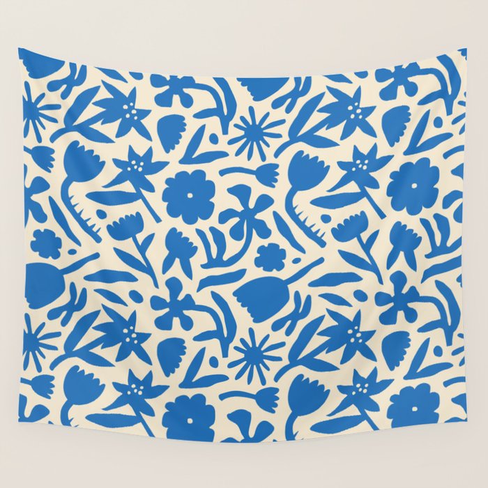 Blue flower nature art pattern Wall Tapestry Gallery Image 4