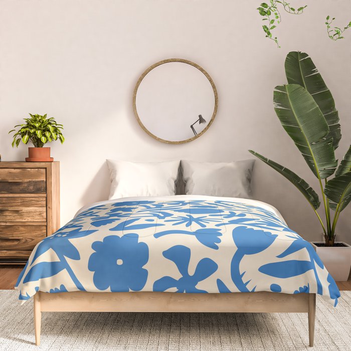Blue flower nature art pattern Comforter Gallery Image 3