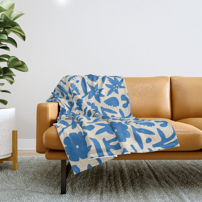 Blue flower nature art pattern Throw Blanket Gallery Image 1