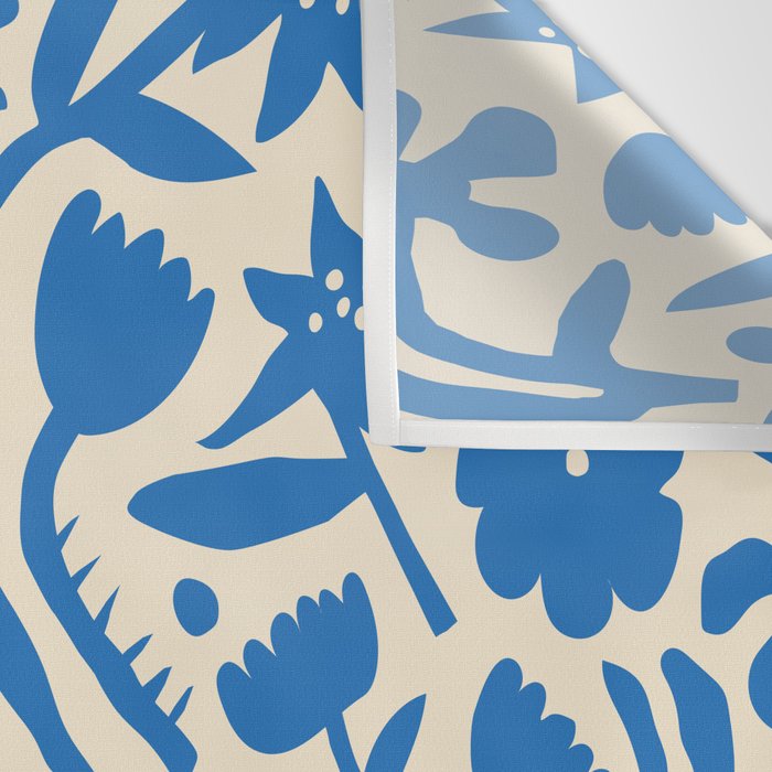 Blue flower nature art pattern Wall Tapestry Gallery Image 3